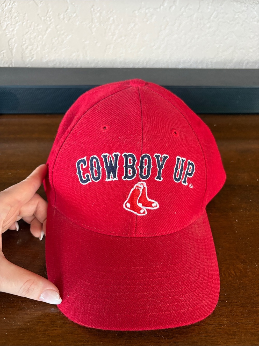 Red 'COWBOY UP' Boston Red Sox Baseball Cap